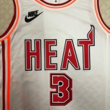 NBA Men Season 2023 Miami Heat White Retro #3 WADE Jersey High Quality Name and Number Print
