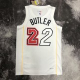 NBA Men Season 2023 Miami Heat White #22 BUTLER Jersey High Quality Name and Number Print