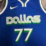 NBA Men Season 2023 Dallas Mavericks Blue #77 DONCIC Jersey High Quality Name and Number Print