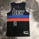 NBA Season 2023 Detroit Pistons Black with Jordan Logo #2 CUNNINGHAM Jersey High Quality Name and Number Print