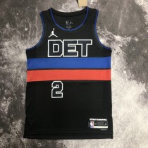 NBA Season 2023 Detroit Pistons Black with Jordan Logo #2 CUNNINGHAM Jersey High Quality Name and Number Print