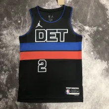NBA Season 2023 Detroit Pistons Black with Jordan Logo #2 CUNNINGHAM Jersey High Quality Name and Number Print