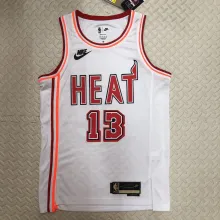 NBA Men Season 2023 Miami Heat White Retro #13 ADEBAYO Jersey High Quality Name and Number Print