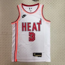 NBA Men Season 2023 Miami Heat White Retro #3 WADE Jersey High Quality Name and Number Print