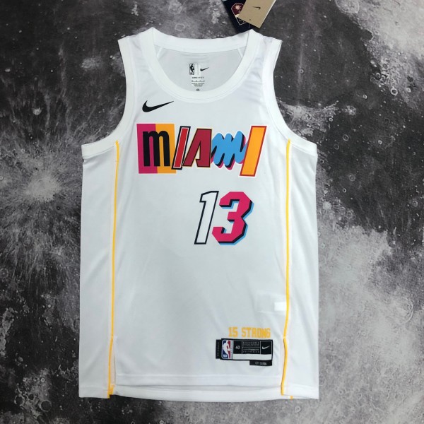 NBA Men Season 2023 Miami Heat White #13 ADERAYO Jersey High Quality Name and Number Print