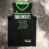 NBA Men Season 2023 Minnesota Timberwolves Black with Jordan Logo #25 ROSE Jersey High Quality Name and Number Print