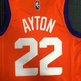 NBA Men Phoenix Suns Orange with Jordan Logo #22 AYTON Jersey High Quality Name and Number Print