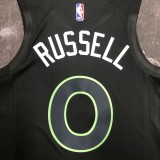 NBA Men Season 2023 Minnesota Timberwolves Black with Jordan Logo #0 RUSSELL Jersey High Quality Name and Number Print