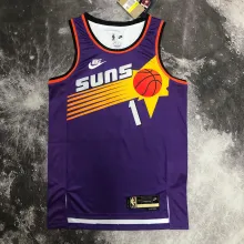 NBA Men Season 2023 Phoenix Suns Purple Retro #1 BOOKER Jersey High Quality Name and Number Print