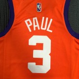 NBA Men Phoenix Suns Orange with Jordan Logo #3 PAUL Jersey High Quality Name and Number Print
