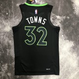 NBA Men Season 2023 Minnesota Timberwolves Black with Jordan Logo #32 TOWNS Jersey High Quality Name and Number Print