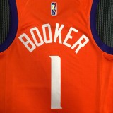 NBA Men Phoenix Suns Orange with Jordan Logo #1 BOOKER Jersey High Quality Name and Number Print