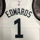 NBA Men Season 2023 Minnesota Timberwolves White #1 EDWARDS Jersey High Quality Name and Number Print