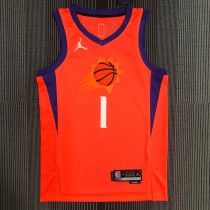 NBA Men Phoenix Suns Orange with Jordan Logo #1 BOOKER Jersey High Quality Name and Number Print