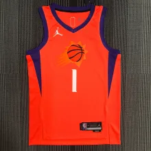 NBA Men Phoenix Suns Orange with Jordan Logo #1 BOOKER Jersey High Quality Name and Number Print