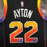 NBA Men Season 2023 Phoenix Suns Black with Jordan Logo #22 AYTON Jersey High Quality Name and Number Print