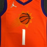 NBA Men Phoenix Suns Orange with Jordan Logo #1 BOOKER Jersey High Quality Name and Number Print