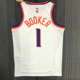 NBA Men 75 Anniversary Phoenix Suns White #1 BOOKER Jersey High Quality Name and Number Print