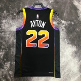 NBA Men Season 2023 Phoenix Suns Black with Jordan Logo #22 AYTON Jersey High Quality Name and Number Print
