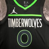 NBA Men Season 2023 Minnesota Timberwolves Black with Jordan Logo #0 RUSSELL Jersey High Quality Name and Number Print