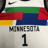 NBA Men Season 2023 Minnesota Timberwolves White #1 EDWARDS Jersey High Quality Name and Number Print