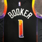NBA Men Season 2023 Phoenix Suns Black with Jordan Logo #1 BOOKER Jersey High Quality Name and Number Print