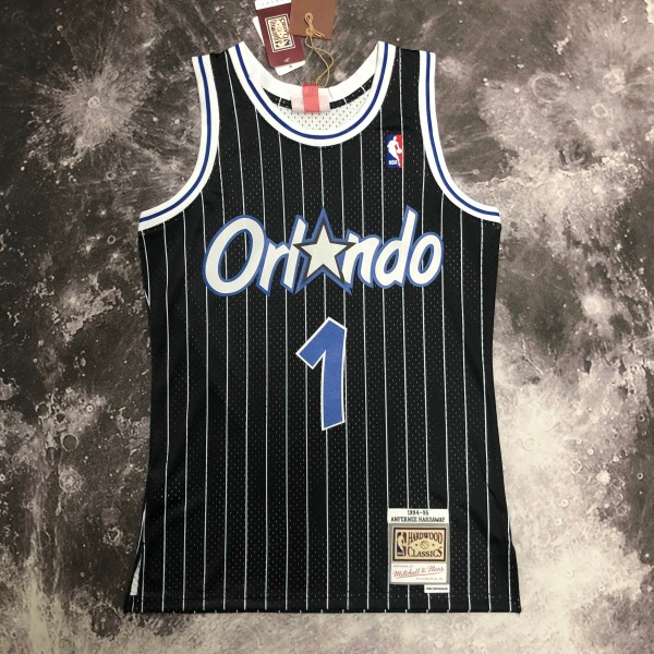 NBA Season Season 94-95 Orlando Magic Black #1 HARDAWAY Jersey High Quality Name and Number Print