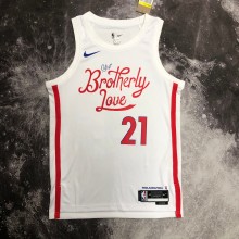 NBA Men Season 2023 Philadelphia 76ers White #21 EMBIID Jersey High Quality Name and Number Print