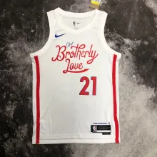 NBA Men Season 2023 Philadelphia 76ers White #21 EMBIID Jersey High Quality Name and Number Print