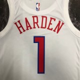 NBA Men Season 2023 Philadelphia 76ers White #1 HARDEN Jersey High Quality Name and Number Print