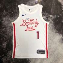NBA Men Season 2023 Philadelphia 76ers White #1 HARDEN Jersey High Quality Name and Number Print