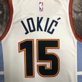 NBA Men Season 2023 Denver Nuggets White #15 JOKIC Jersey High Quality Name and Number Print