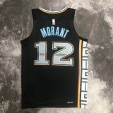 NBA Season 2023 Memphis Grizzlies Black #12 MORANT Jersey High Quality Name and Number Print