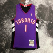 NBA Men Season 1999 Toronto Raptors Retro Purple & Black #1 McGRADY Jersey High Quality Name and Number Print