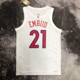NBA Men Season 2023 Philadelphia 76ers White #21 EMBIID Jersey High Quality Name and Number Print