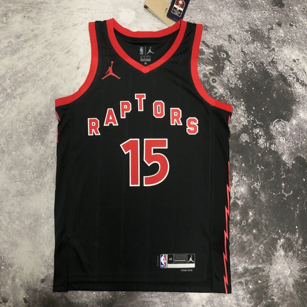 NBA Men Season 2023 Toronto Raptors Black #15 CARTER Jersey High Quality Name and Number Print