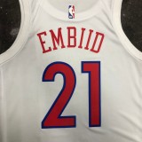 NBA Men Season 2023 Philadelphia 76ers White #21 EMBIID Jersey High Quality Name and Number Print