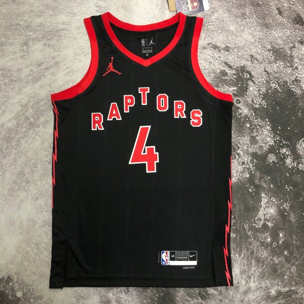 NBA Men Season 2023 Toronto Raptors Black #4 BARNES Jersey High Quality Name and Number Print
