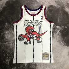 NBA Men Season 1998 Toronto Raptors Retro White #1 McGRADY Jersey High Quality Name and Number Print