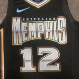 NBA Season 2023 Memphis Grizzlies Black #12 MORANT Jersey High Quality Name and Number Print
