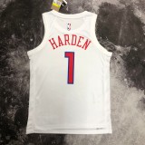 NBA Men Season 2023 Philadelphia 76ers White #1 HARDEN Jersey High Quality Name and Number Print