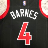 NBA Men Season 2023 Toronto Raptors Black #4 BARNES Jersey High Quality Name and Number Print