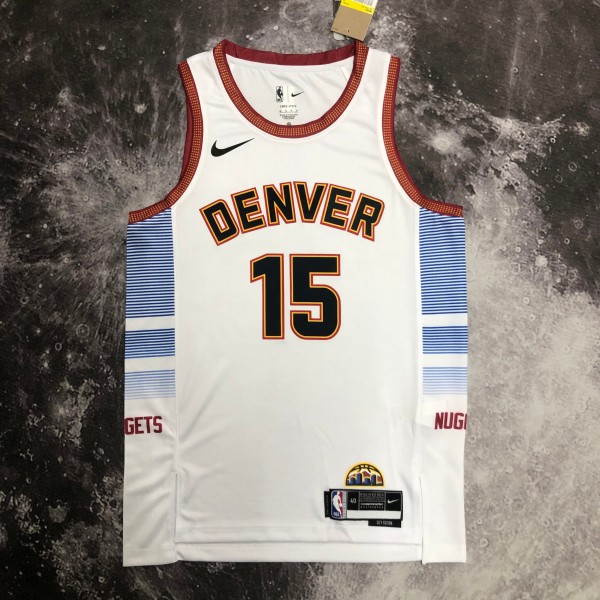 NBA Men Season 2023 Denver Nuggets White #15 JOKIC Jersey High Quality Name and Number Print