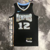NBA Season 2023 Memphis Grizzlies Black #12 MORANT Jersey High Quality Name and Number Print
