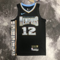 NBA Season 2023 Memphis Grizzlies Black #12 MORANT Jersey High Quality Name and Number Print