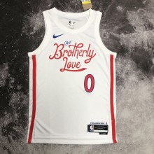 NBA Men Season 2023 Philadelphia 76ers White #0 MAXEY Jersey High Quality Name and Number Print