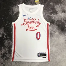 NBA Men Season 2023 Philadelphia 76ers White #0 MAXEY Jersey High Quality Name and Number Print
