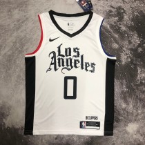 NBA Season 20-21 Men Los Angeles Clippers in Latin White City #0 WESTBROOK Jersey High Quality Name and Number Print