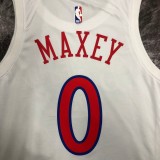 NBA Men Season 2023 Philadelphia 76ers White #0 MAXEY Jersey High Quality Name and Number Print
