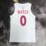 NBA Men Season 2023 Philadelphia 76ers White #0 MAXEY Jersey High Quality Name and Number Print